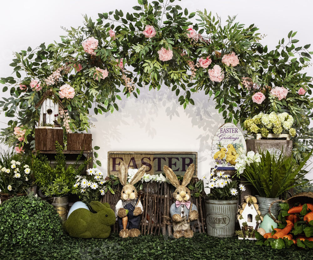 Kate Ostern Blumen Bogen Hase Garten Hintergrund für die Fotografie - Kate Backdrop.de