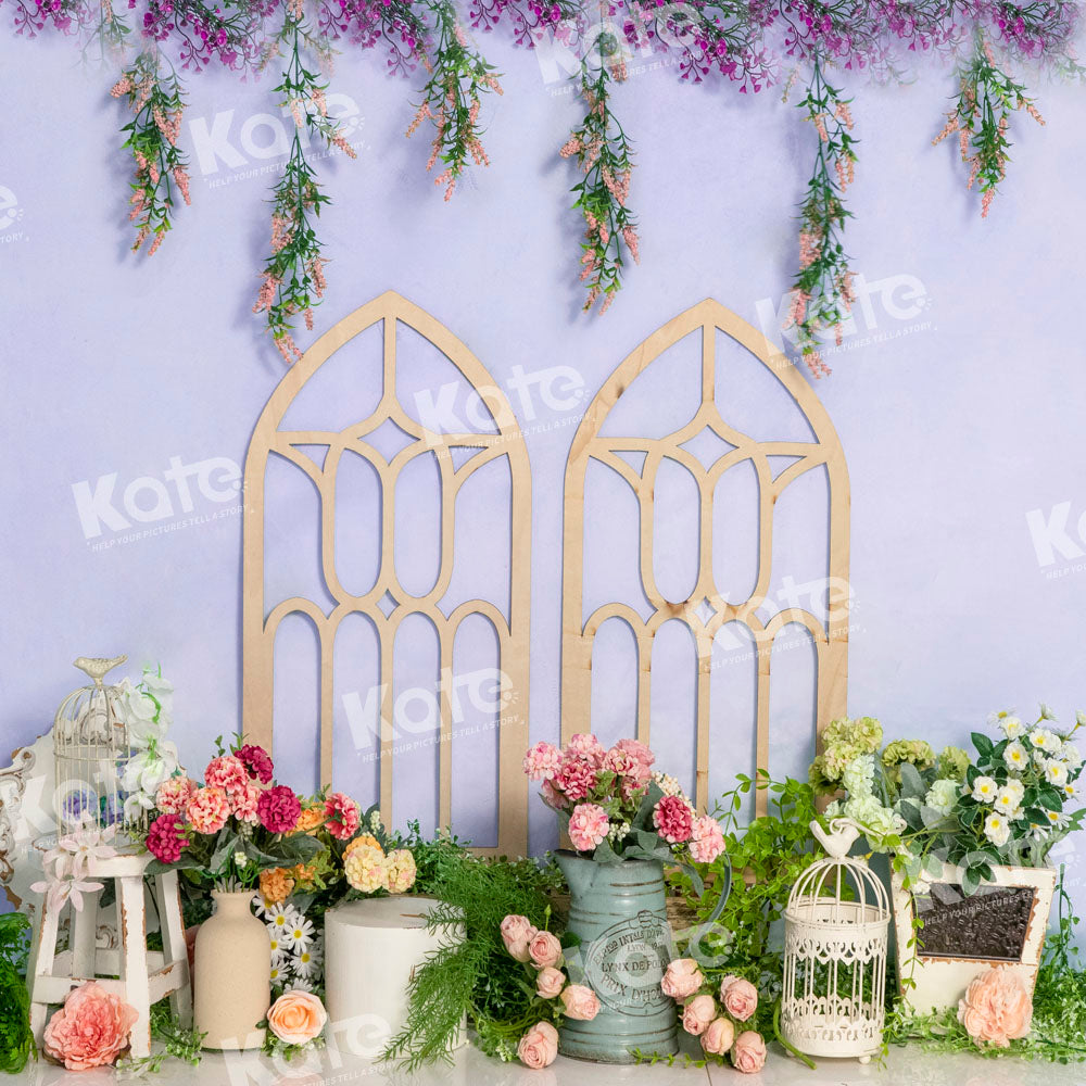 Kate Frühling Lila  Grüne Blätter Hintergrund von Emetselch - Kate Backdrop.de
