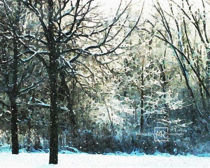 Kate Weihnachten Aquarell Winterwälder von Mandy Ringe Photography - Kate Backdrop.de