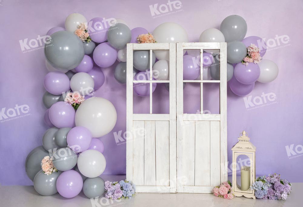 Kate Lila Luftballons Tür Geburtstag Hintergrundkulisse von Emetselch - Kate Backdrop.de