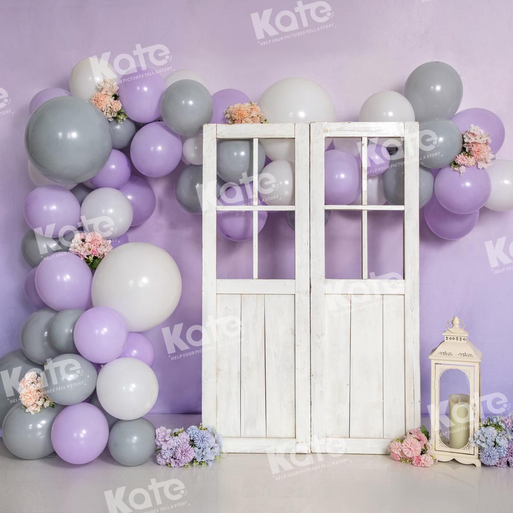 Kate Lila Luftballons Tür Geburtstag Hintergrundkulisse von Emetselch
