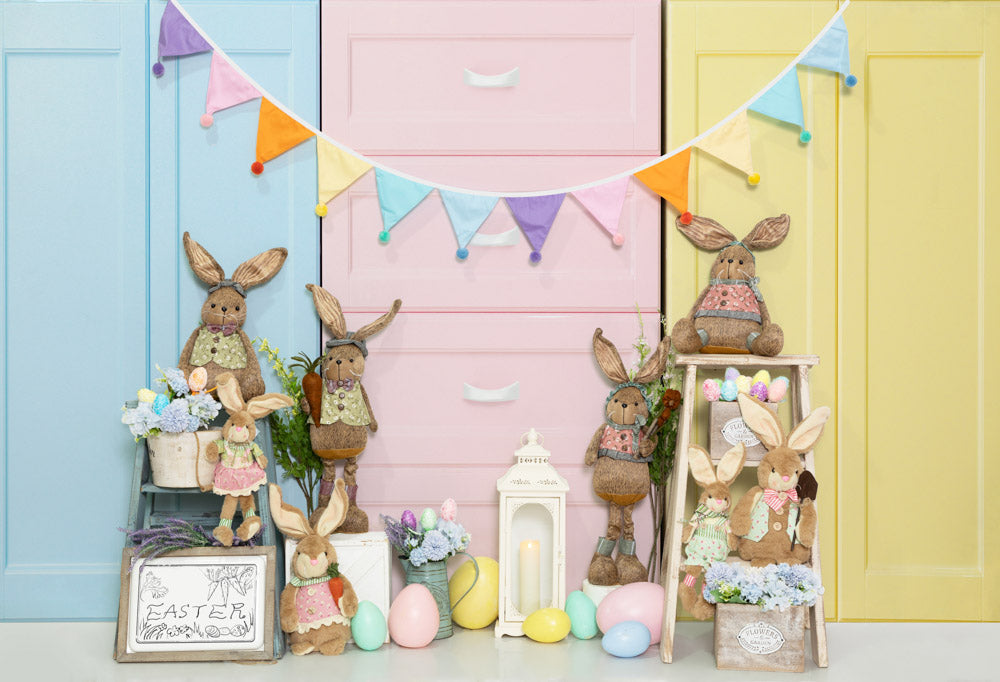 Kate Osterhase Bunte Schrankschublade Hintergrundkulisse von Emetselch - Kate Backdrop.de