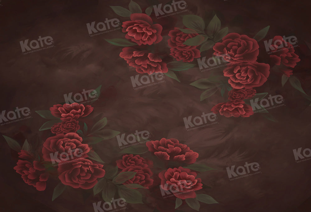 Kate Fine Art Dark Red Floral Hintergrund von GQ