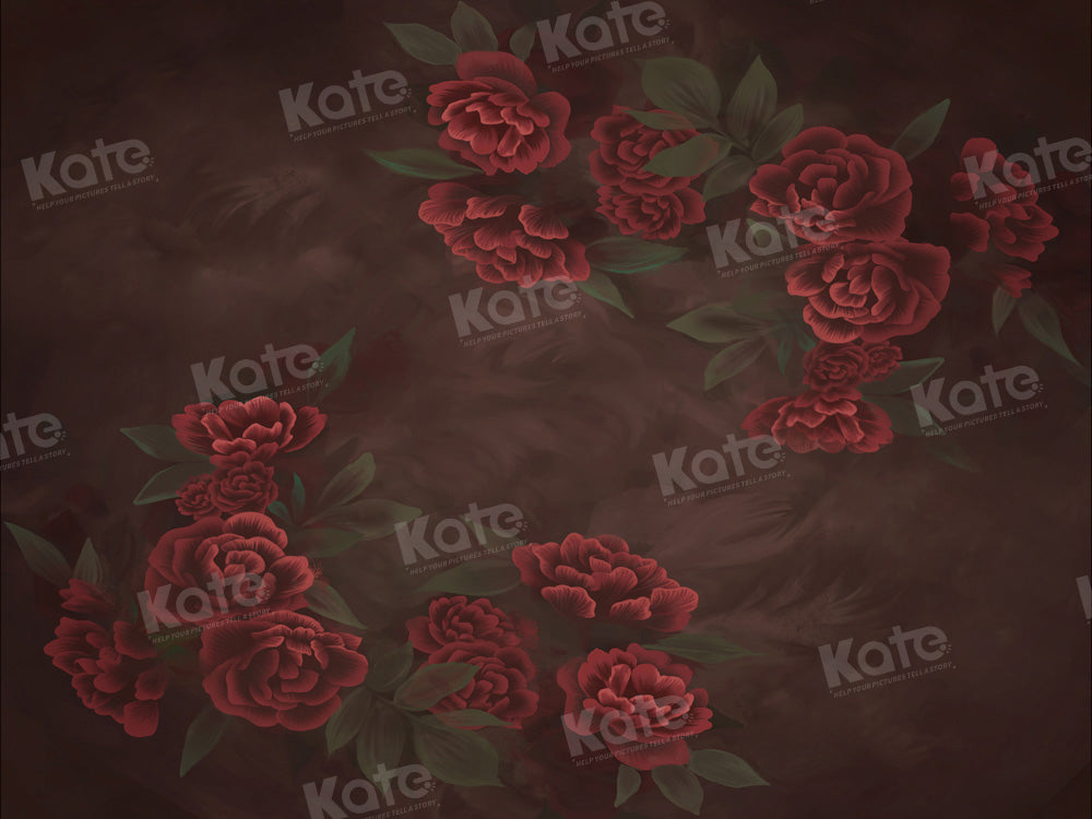 Kate Fine Art Dark Red Floral Hintergrund von GQ