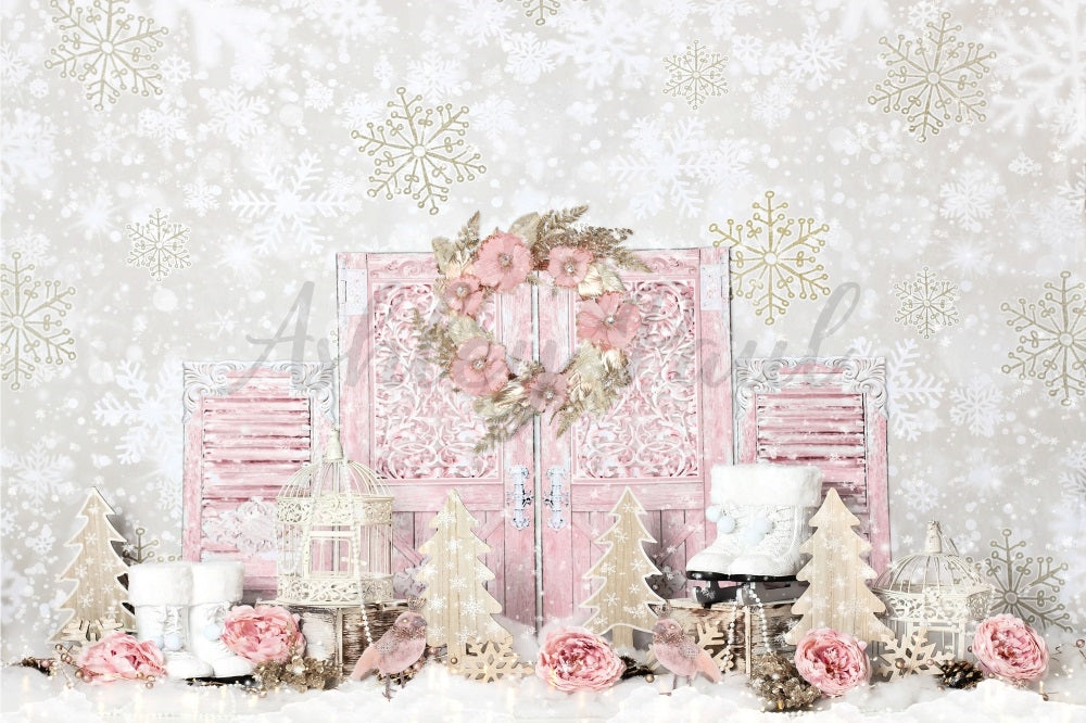 Kate Shabby Pink Winter Hintergrund von Ashley Paul