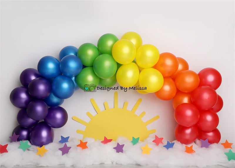 Kate Bunte Regenbogen-Ballons und Sonne Hintergrund von Melissa King