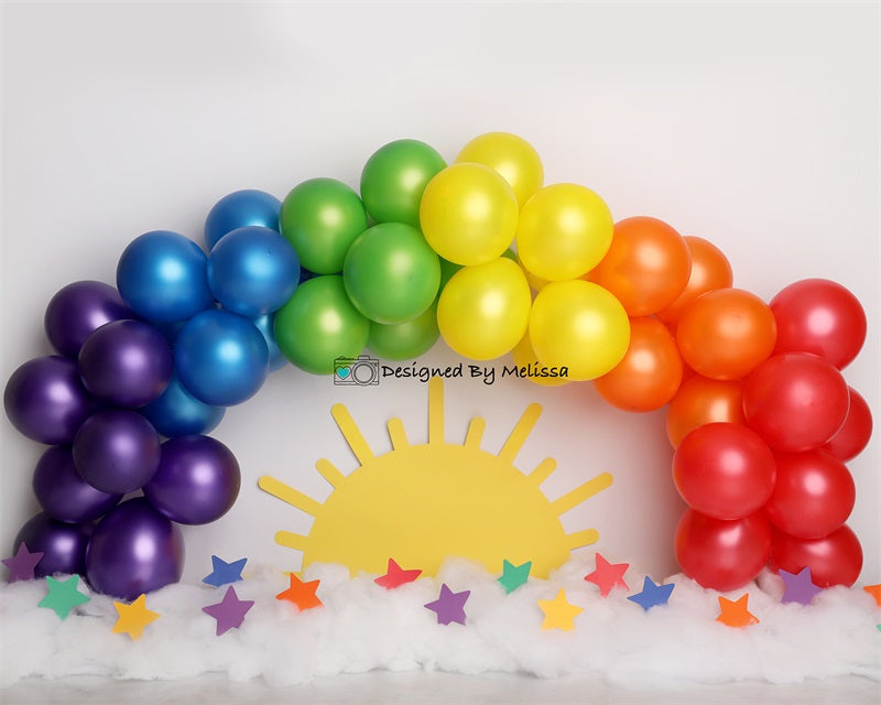 Kate Bunte Regenbogen-Ballons und Sonne Hintergrund von Melissa King