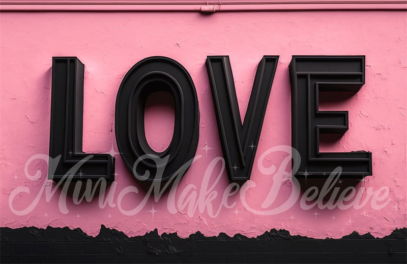 Kate Valentine Love Letters Rosa Wand Interieur mit Diamanten Herzen Hintergrund von Mini MakeBelieve - Kate Backdrop.de