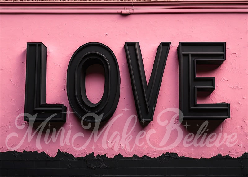 Kate Valentine Love Letters Rosa Wand Interieur mit Diamanten Herzen Hintergrund von Mini MakeBelieve - Kate Backdrop.de