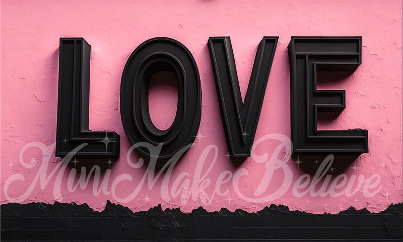 Kate Valentine Love Letters Rosa Wand Interieur mit Diamanten Herzen Hintergrund von Mini MakeBelieve - Kate Backdrop.de