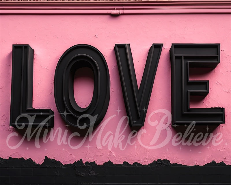 Kate Valentine Love Letters Rosa Wand Interieur mit Diamanten Herzen Hintergrund von Mini MakeBelieve - Kate Backdrop.de