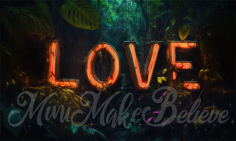 Kate Valentinstag Dschungel Neon Licht Liebe Buchstaben Hintergrund von Mini MakeBelieve