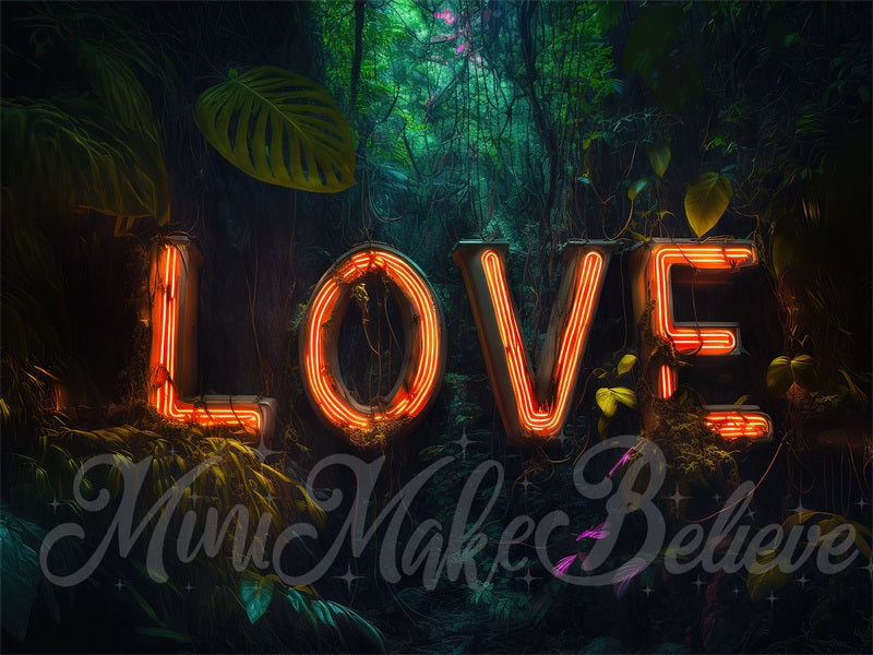 Kate Valentinstag Dschungel Neon Licht Liebe Buchstaben Hintergrund von Mini MakeBelieve