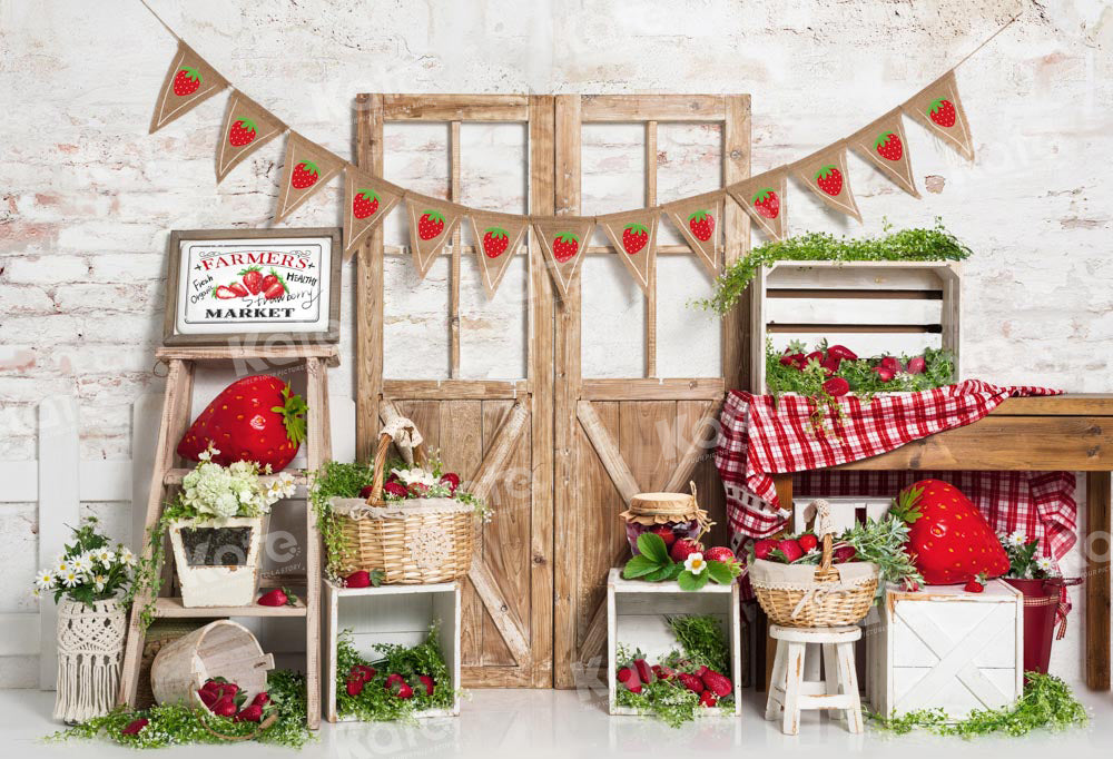 Kate Frühling/Sommer Erdbeermarkt Hintergrund von Emetselch - Kate Backdrop.de