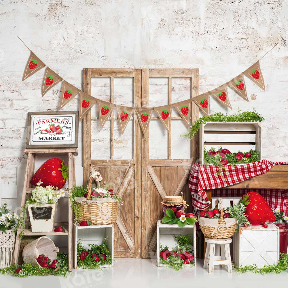 Kate Frühling/Sommer Erdbeermarkt Hintergrund von Emetselch - Kate Backdrop.de