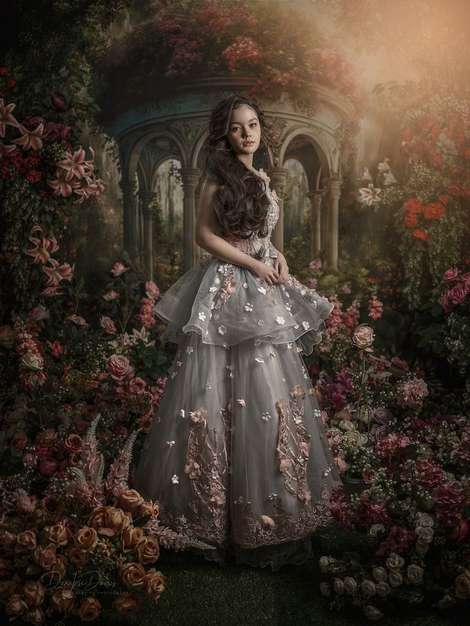 Kate Enchanted Gazebo Spring Fantasy Garden Hintergrundkulisse von Candice Compton