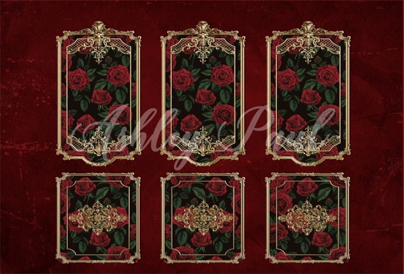 Kate Valentinstag Retro Dunkelrot Wand Rosen Hintergrund von Ashley Paul - Kate Backdrop.de