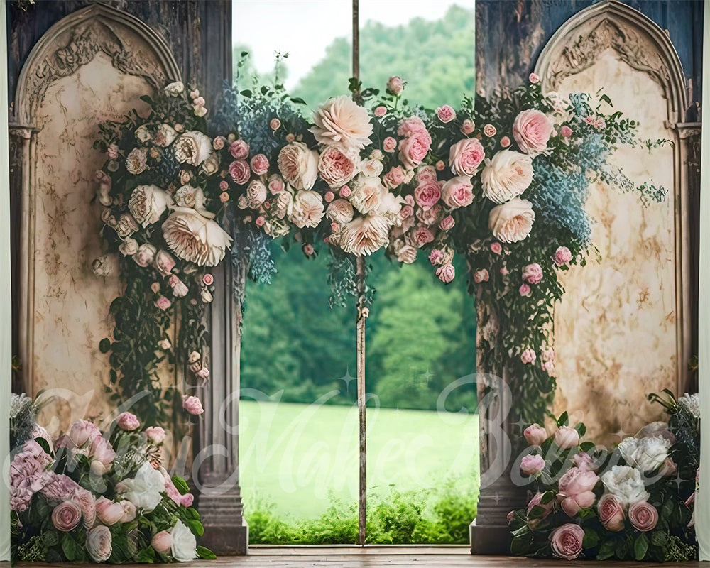 Kate Rosa Rose Floral Außen Hochzeit Wandhintergrund von Mini MakeBelieve - Kate Backdrop.de