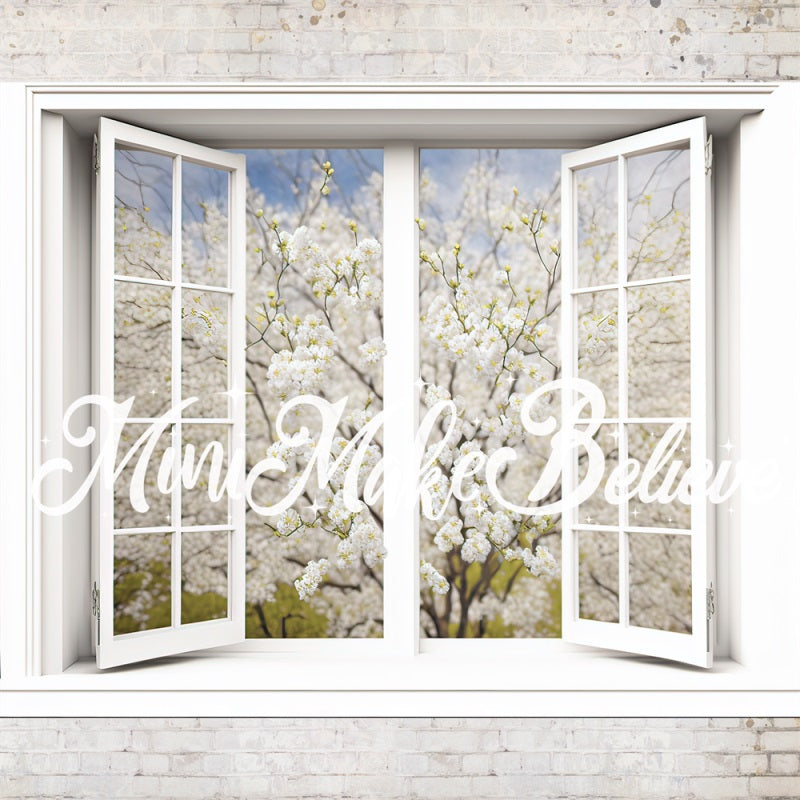 Kate Frühling Fenster weiße Blüte Baum Mütter Tag Hintergrund von Mini MakeBelieve