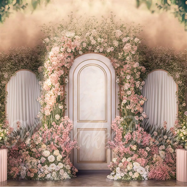 Kate Gemalt Frühling Interieur Floral Rosa Marmor Panels Hintergrund von Mini MakeBelieve - Kate Backdrop.de