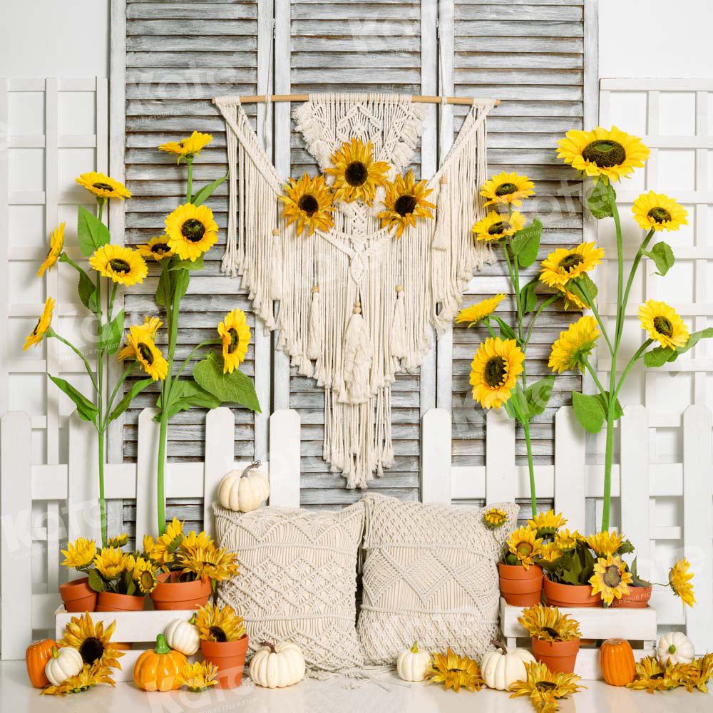 Kate Sommer Boho Sonnenblume Wandteppich Hintergrund von Emetselch