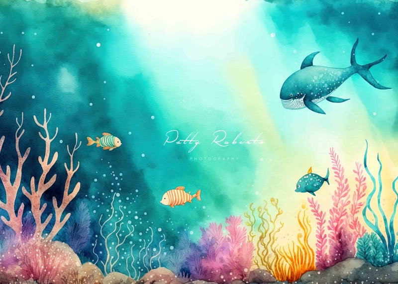 Kate Unterwasser Cartoon Meer Hintergrund von Patty Roberts - Kate Backdrop.de
