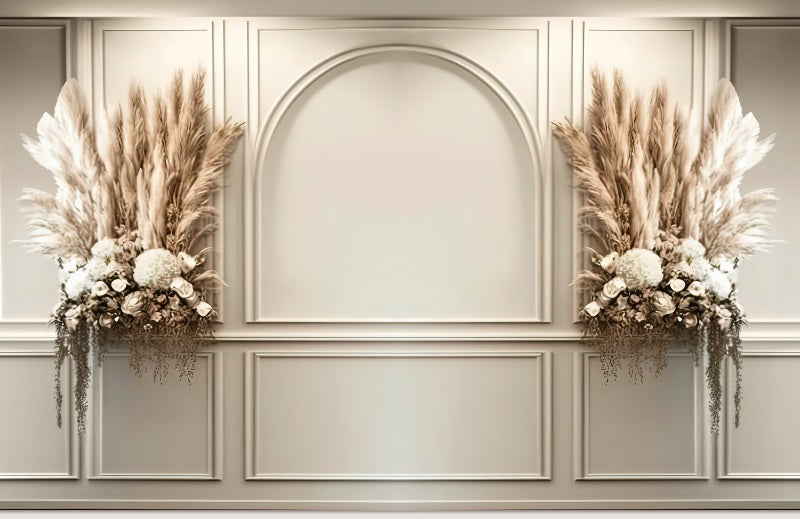 Kate Gemalte Creme Boho Wand getrocknete Blumen Hintergrund von Mini MakeBelieve - Kate Backdrop.de