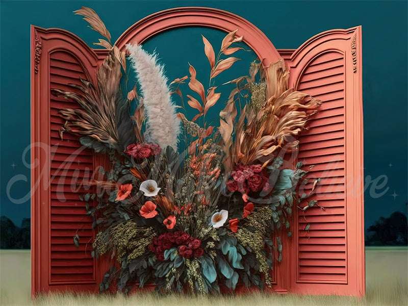 Kate Malerei Fine Art Floral Interieur Zimmer mit getrockneten Blumen Hintergrund von Mini MakeBelieve