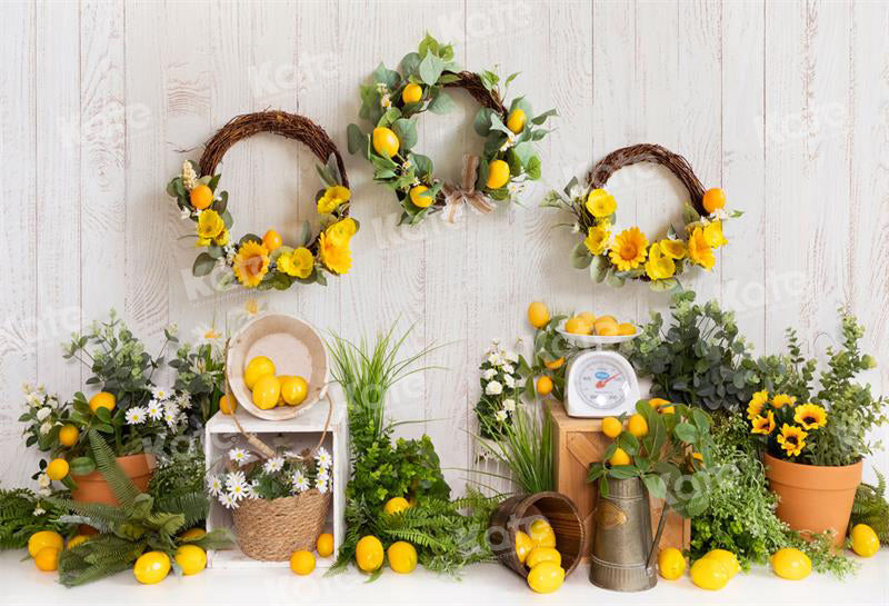 Kate Frühling/Sommer Zitronengirlande Hintergrund für Fotografie - Kate Backdrop.de