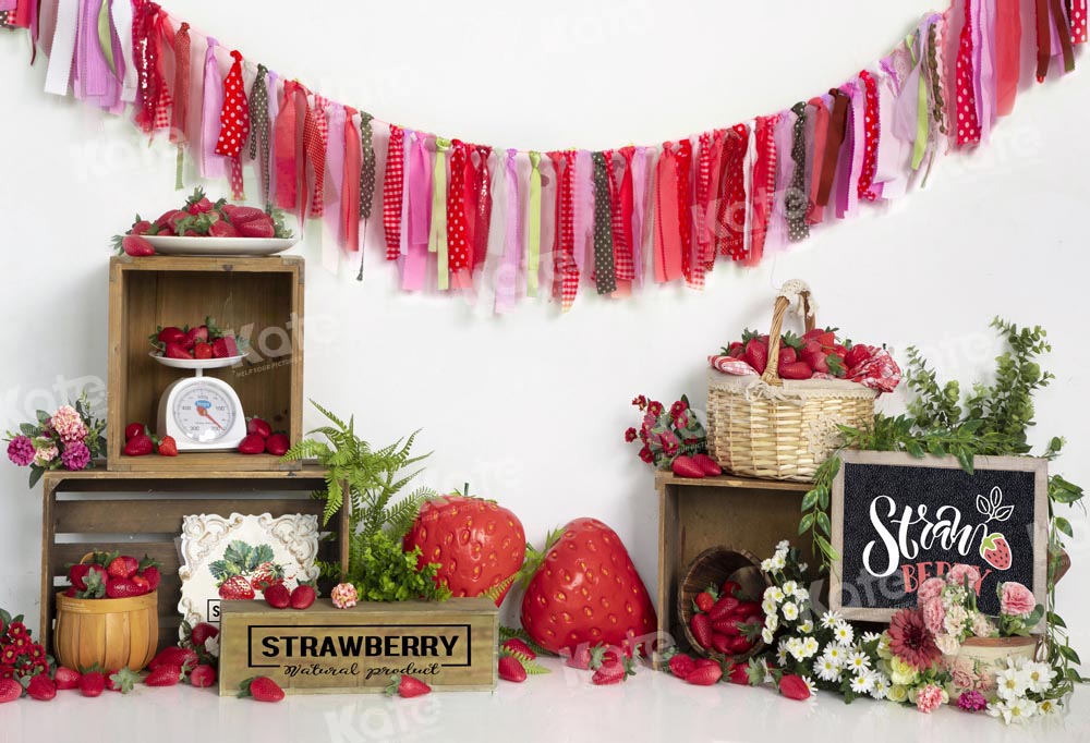 Kate Sommer Erdbeere Swag Cake Smash Hintergrund von Emetselch - Kate Backdrop.de
