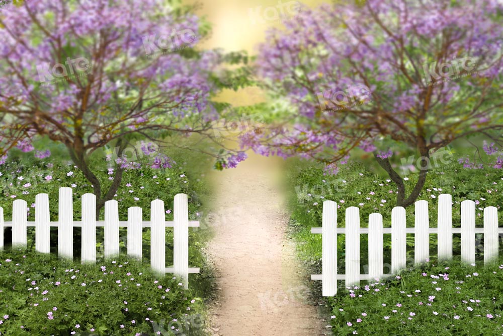 Kate Sommerfeld Zaun Baum Blume Hintergrund von Chain Photography - Kate Backdrop.de