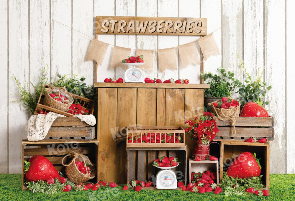 Kate Frühling/Sommer Erdbeer-Fruchtmarkt Hintergrund von Emetselch