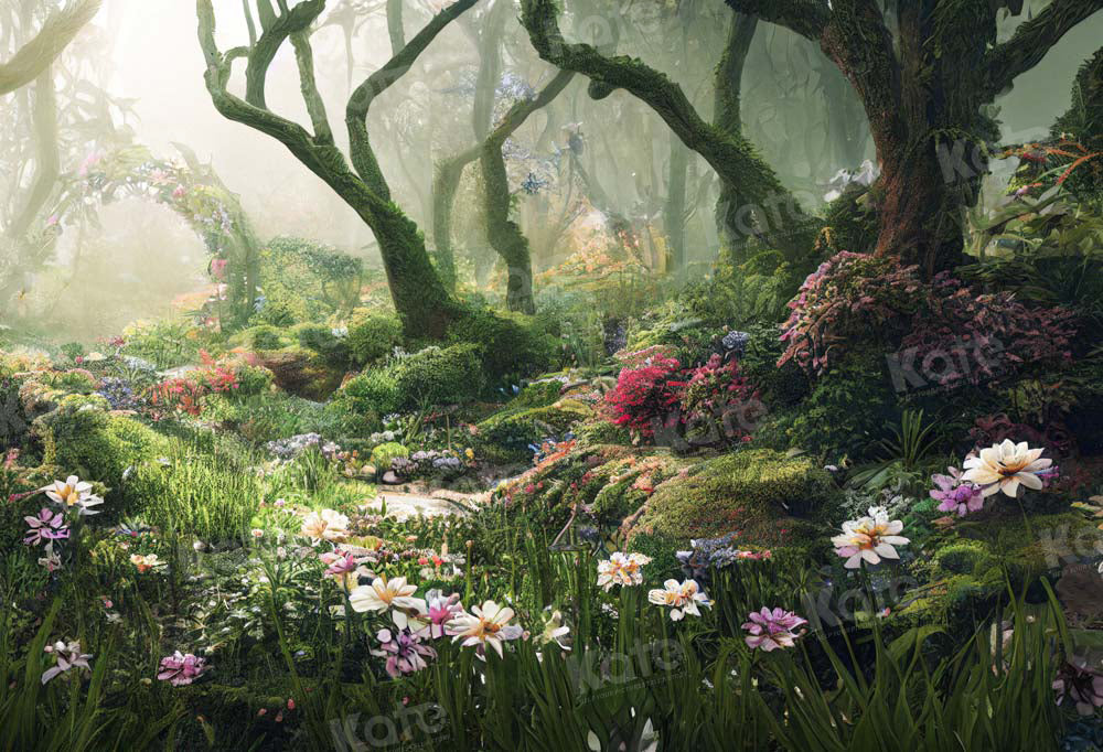 Kate Magic Forest Fantasy Dschungel Blume Gras Hintergrund von Chain Photography - Kate Backdrop.de