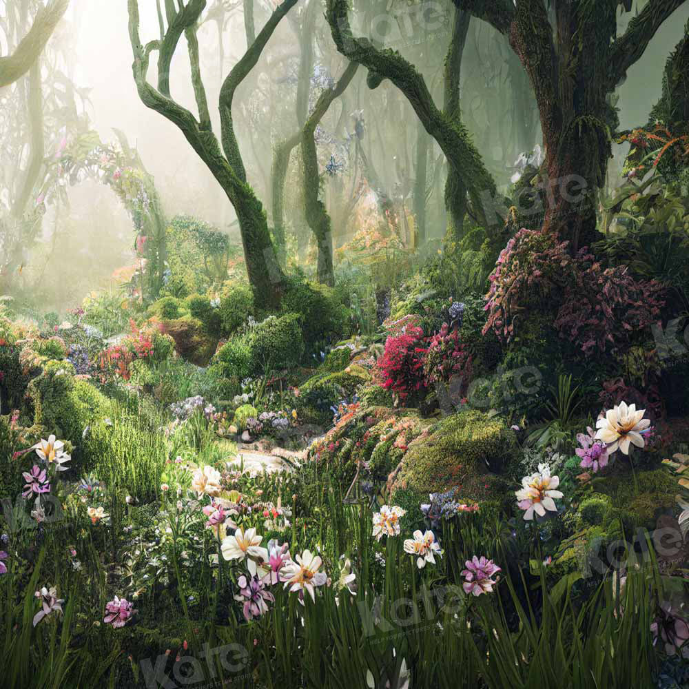 Kate Magic Forest Fantasy Dschungel Blume Gras Hintergrund von Chain Photography - Kate Backdrop.de