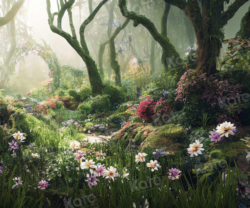 Kate Magic Forest Fantasy Dschungel Blume Gras Hintergrund von Chain Photography - Kate Backdrop.de
