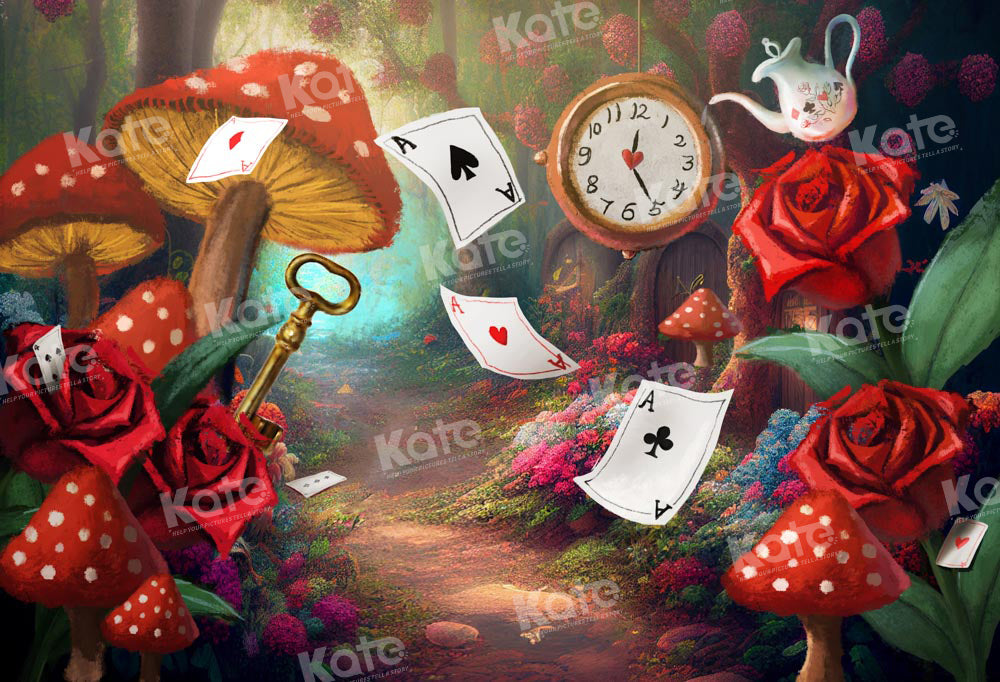 Kate Fantasy Pilz Spielkarten Wald Hintergrund von Chain Photography