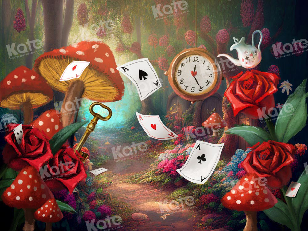 Kate Fantasy Pilz Spielkarten Wald Hintergrund von Chain Photography