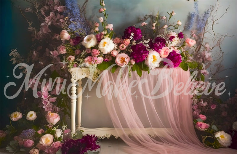 Kate Painterly Fine Art Interior Floral Curtain Hintergrund von Mini MakeBelieve