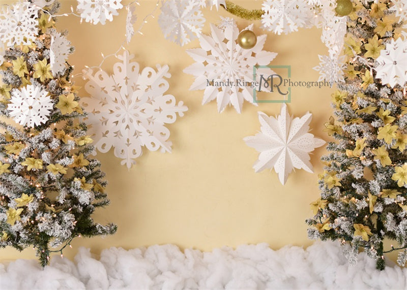Kate Gold und Weiß Papier Schneeflocke Weihnachten Hintergrund von Mandy Ringe Photography