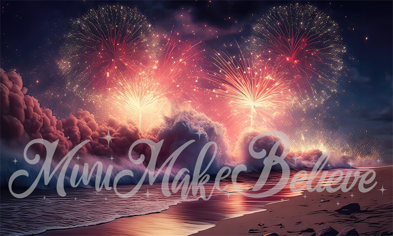 Kate Malerischer Nachtstrand Feuerwerkshintergrund von Mini MakeBelieve