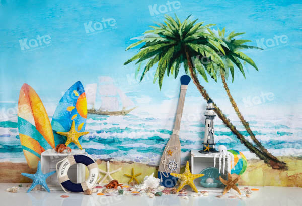 Kate Sommer Strand Meer Surfbrett Hintergrund von Emetselch