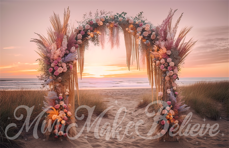 Kate Painterly Fine Art Boho Beach Sunset Arch Cake Smash Geburtstag Hintergrund von Mini MakeBelieve