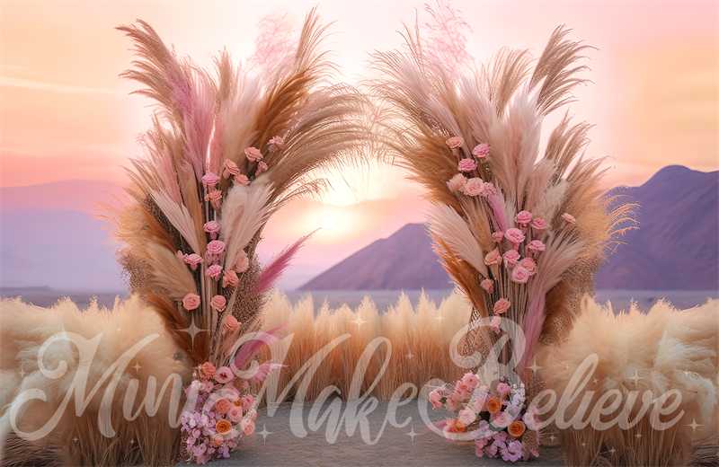 Kate Painterly Fine Art Boho Sonnenuntergang Cake Smash Geburtstag Hintergrund von Mini MakeBelieve