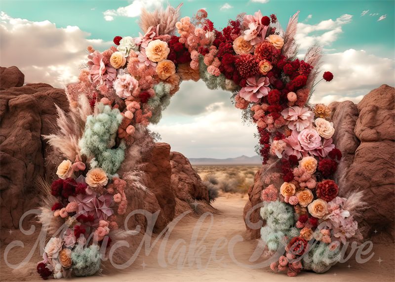 Kate Painterly Fine Art Floral Wüste Berg Bogen Hintergrund von Mini MakeBelieve - Kate Backdrop.de
