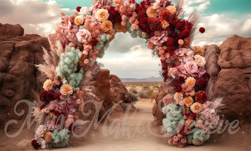 Kate Painterly Fine Art Floral Wüste Berg Bogen Hintergrund von Mini MakeBelieve - Kate Backdrop.de