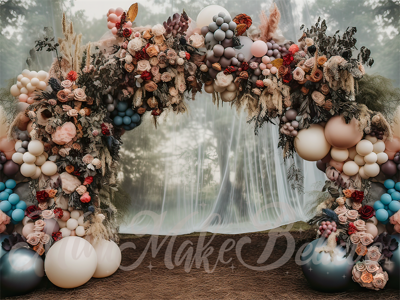 Kate Painterly Fine Art Forest Muted Pastell Bogen mit Vorhang Hintergrund von Mini MakeBelieve - Kate Backdrop.de