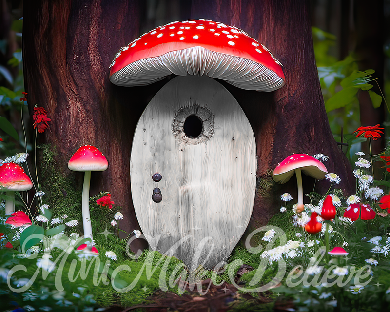 Kate Painterly Pilz Tür Elf Fee in Wald Hintergrund von Mini MakeBelieve
