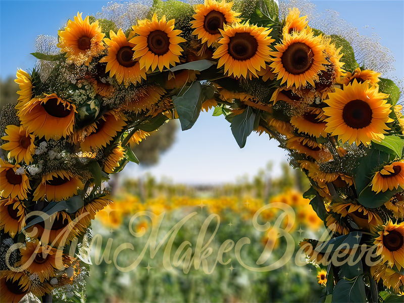 Kate Painterly Sommer Herbst Sonnenblume Bogen Hintergrund von Mini MakeBelieve