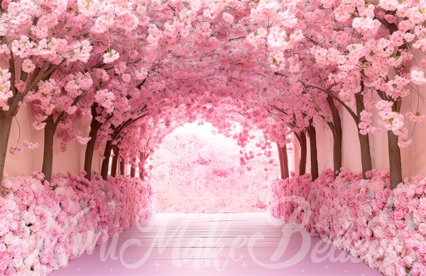 Kate Painterly Fine Art Cherry Blossom Tunnel Cake Smash Geburtstag Hintergrund von Mini MakeBelieve