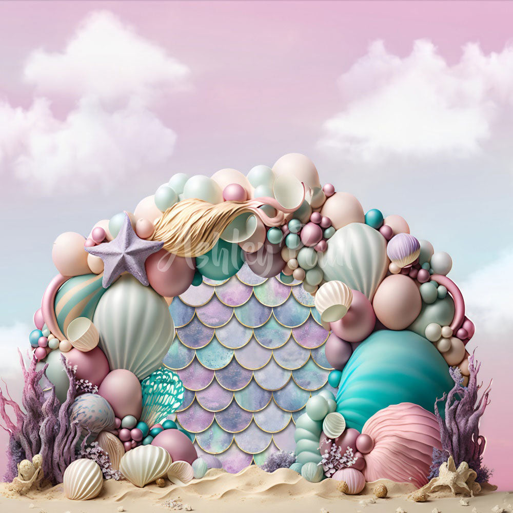 Kate Meerjungfrau Luftballons Bogen Hintergrund von Ashley Paul - Kate Backdrop.de